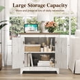 thumbnail image 5 of Lifewit Farmhouse End Table with Charging Station and USB Ports, 24" Large Tabletop Side Table with Double Barn Doors, Wood Square Nightstand for Living Room, Office, Bedroom, Rustic White, 5 of 5