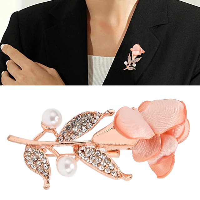 Broche Rose, Broche Rose Brillant Rétro Attrayant à la Mode pour la Datation