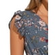 thumbnail image 5 of INSPIRE CHIC Vestido de Mujer Floral con Mangas de Volante en V, Ropa Casual con Volantes, Azul Gris S, 5 of 6