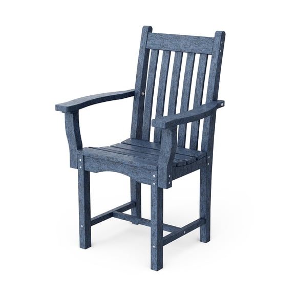 Wildridge Classic Dining Arm Chair, Patriot Blue - Outdoor Weather Resistant Recycled Plastic Furniture for Patio