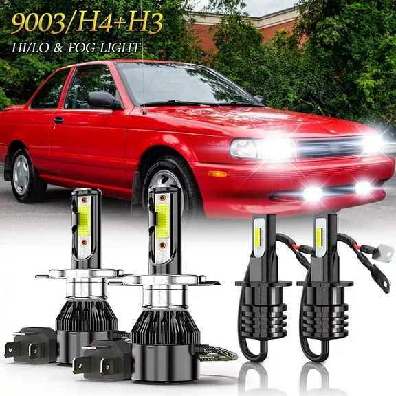 For Nissan Sentra 1993 1994 - LED Headlight High Low Beam Fog Light Bulbs Kit 6000K Pure White 4x