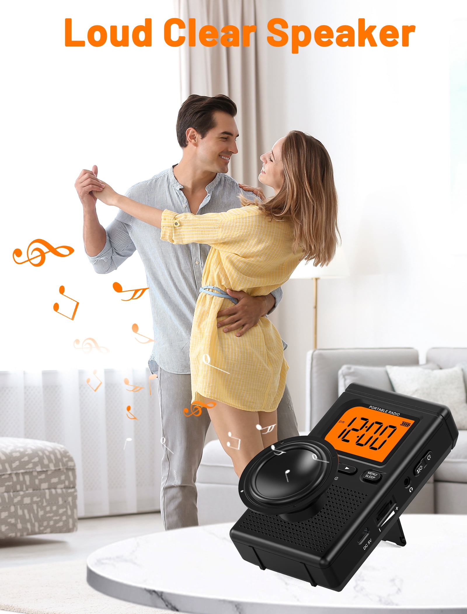 Bluetooth Portable AM FM Radio, Pocket Radio with Digital Tuning, Rechargeable AM FM Radio with  Earphone Jack, Flashlight, LCD Screen