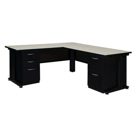 UPC: 0843532002780 | Regency 66 in. Fusion Double Pedestal L-Desk with 42 in. Return Maple
