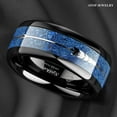 thumbnail image 2 of Tungsten Rings for Men Wedding Bands for Him Womens Wedding Bands for Her 8mm Arrow Dome Black Multidimensional Blue, 2 of 8