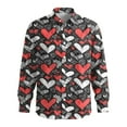 thumbnail image 4 of Fgvctg Long Sleeve Shirts for Men V Neck Button Down Blouse Collared Plus Size Date Day Love Heart Print Shirt Dressy Business Casual Tops Gray 3XL, 4 of 5