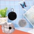 thumbnail image 2 of llaveros con pompones, pompones sintéticos esponjosos, adorno de peluche suave, accesorio colgante para niñas y mujeres (gris, negro), 2 of 5