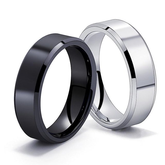 Taian, 2 piezas de accesorios de titanio, anillos biselados brillantes, anillo pulido con espejo de acero inoxidable brillante, joyería
