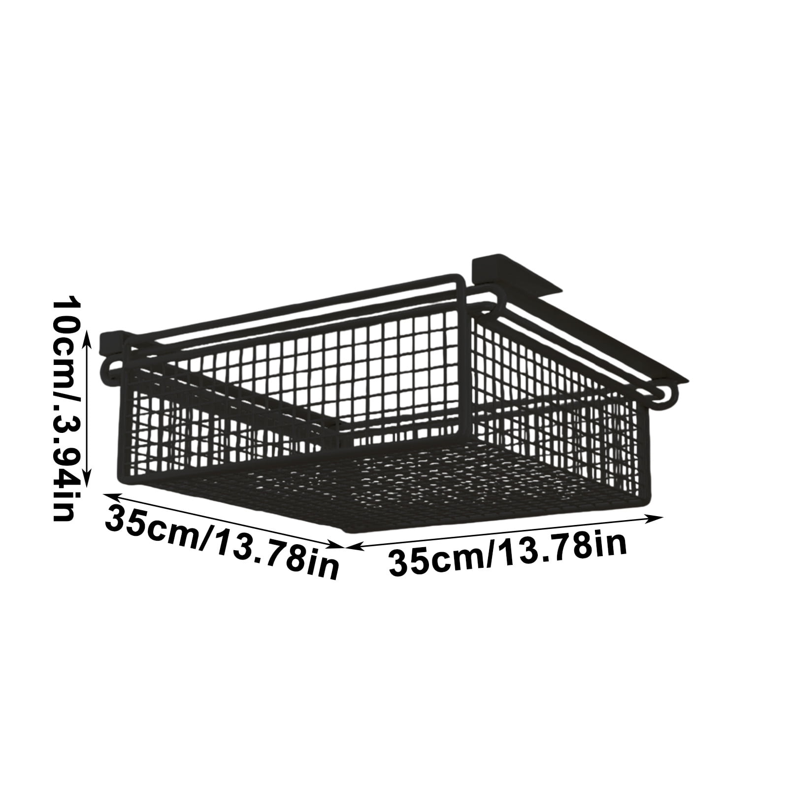 Pull Out Cabinet Storage Basket,Under Cabinet Hanging Drawer,Metal Wire Mesh Storage Basket Organizer,for Kitchen Office Wardrobes Cupboard (Blcak,35x35x10cm)