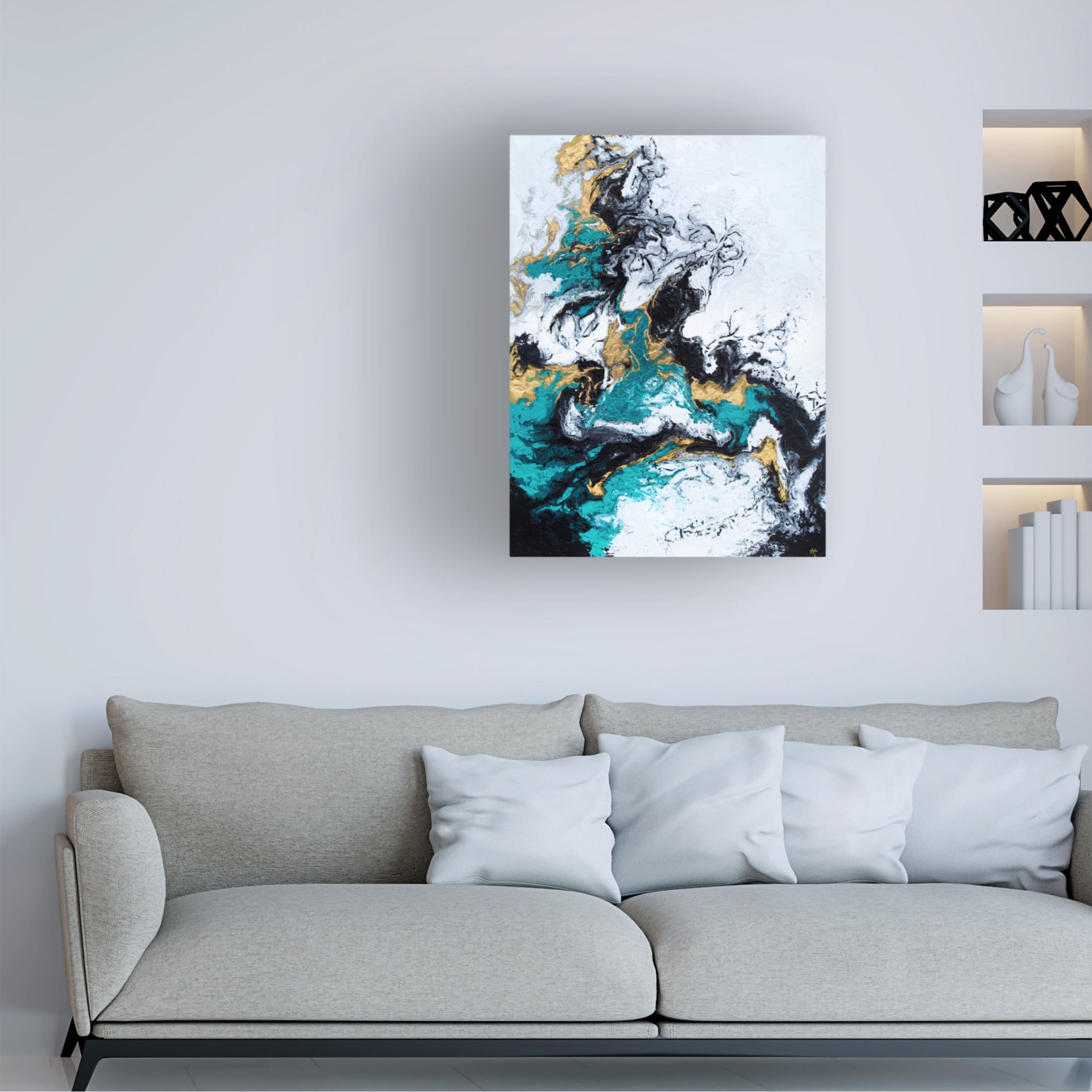Trademark Fine Art Alyson Storms Green and Gold Smoke Canvas Wall Art