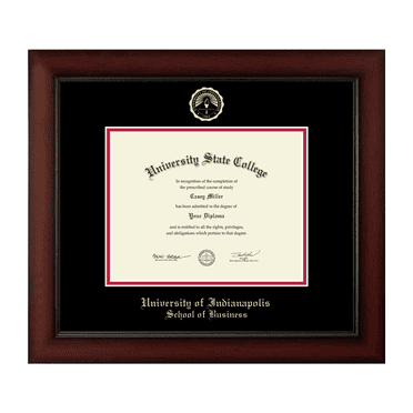 Framerly - Uindy Business Diploma Frame with Black and Red Mat