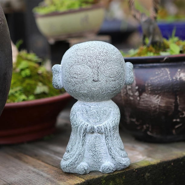 Pequeña es de Buda monje, manualidades de s chinas coleccionables Feng monje estatuilla para decoración de jardín de yoga al aire Calvo Soledad Estatua de Buda monje