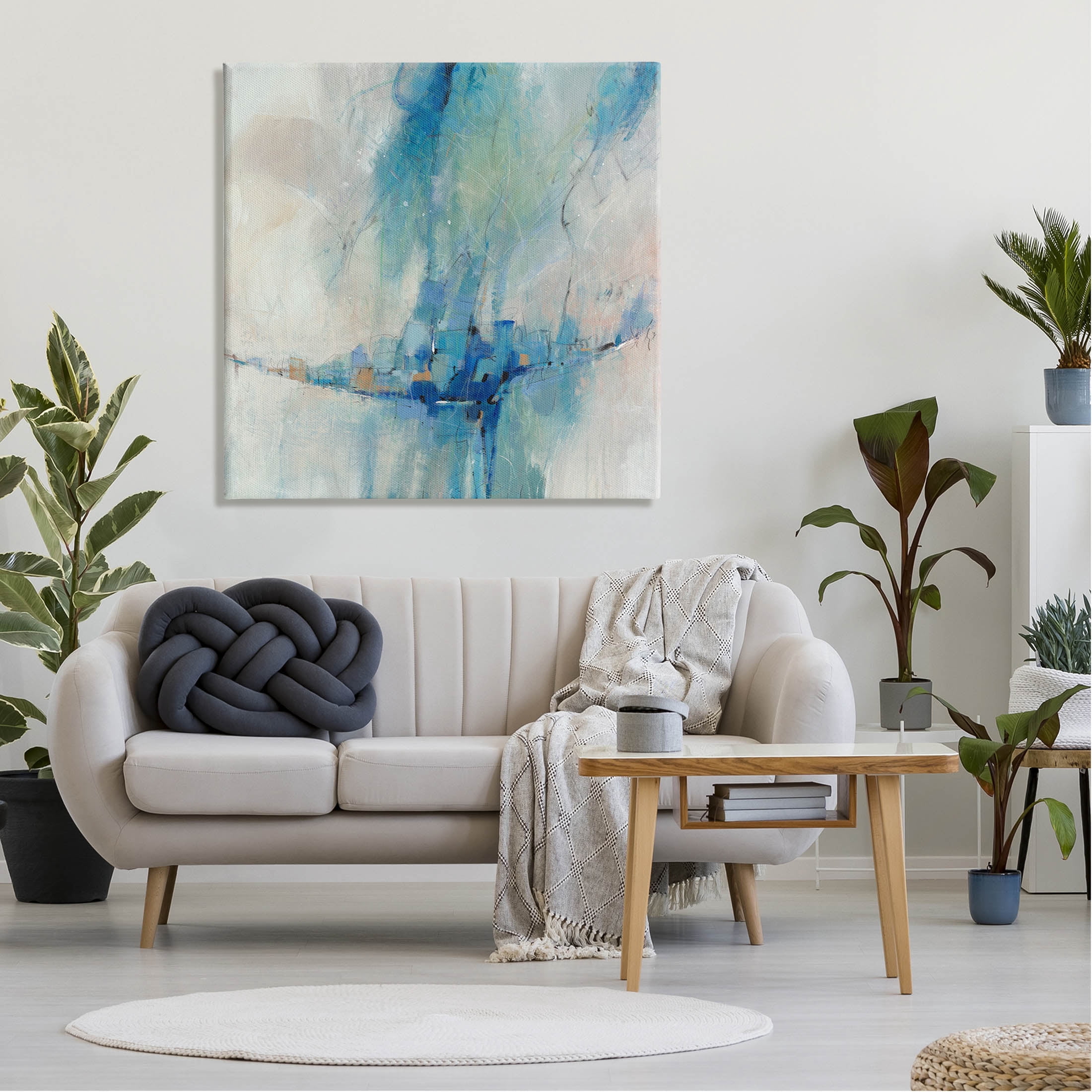 Stupell Industries Modern Blue Shapes Gathered Painting Gallery Wrapped Canvas Print Wall Art, Design by Tim OToole