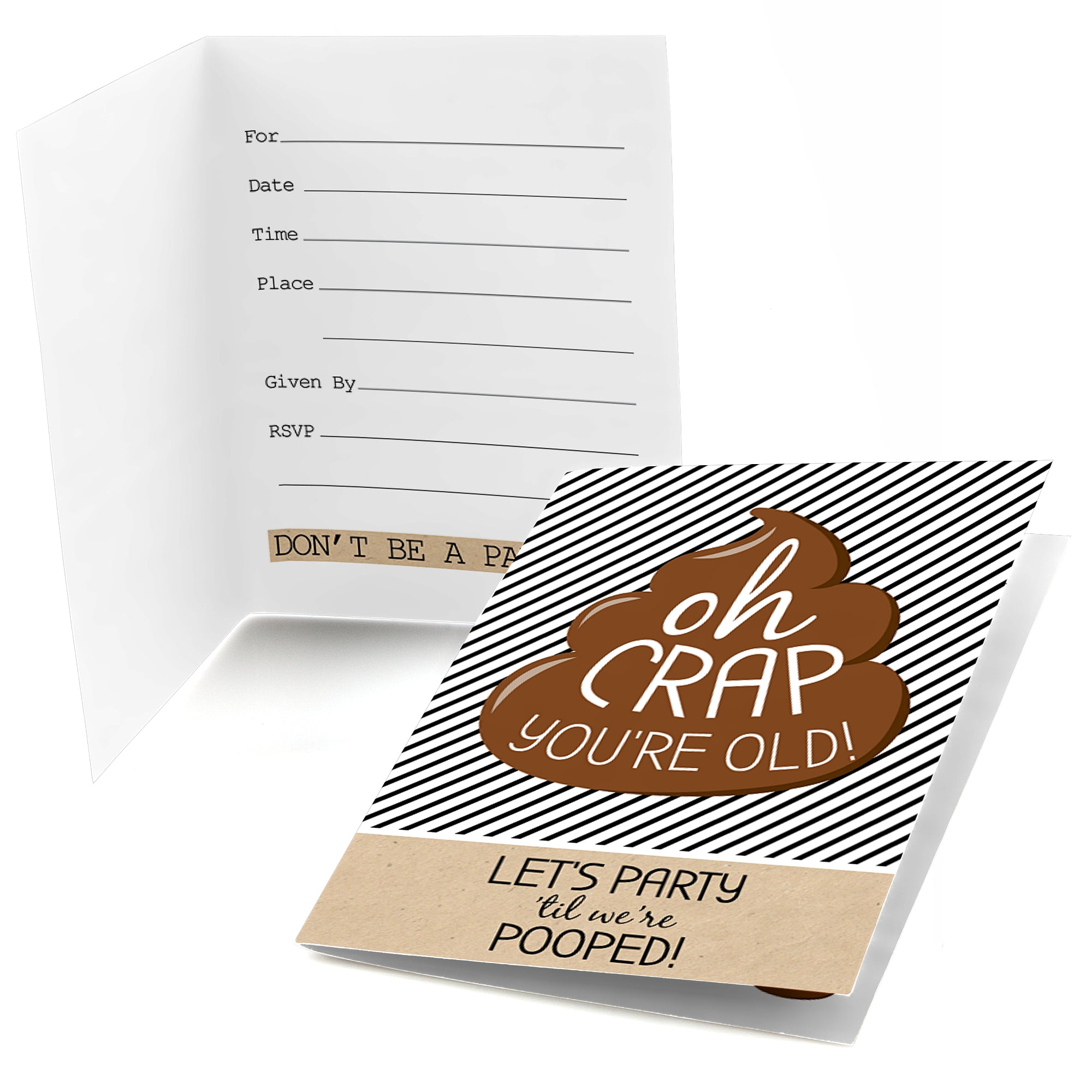 Oh Crap, You're Old! - Fill In Birthday Party Invitations (8 count)