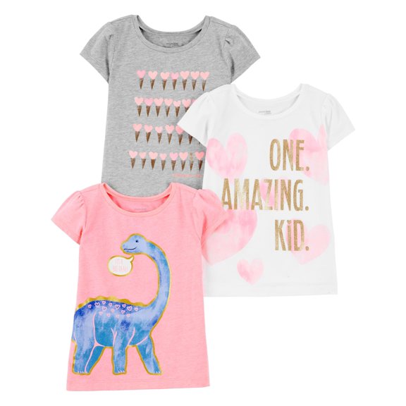 Camisetas Simple Joys by Carter's de manga corta para niñas, 5T (3-P)