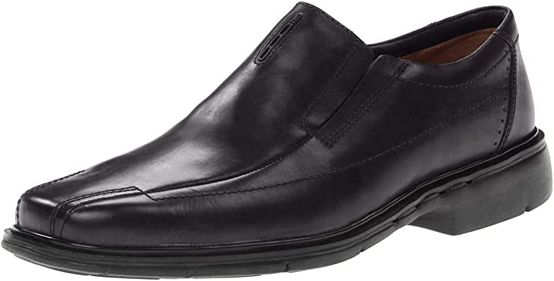 MENS CLARKS DARK GREY LEATHER CLASSIC SLIP ON LOAFER STYLING SHOES CHART LIFT 