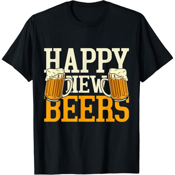 Funny Beer Drinking New Years Eve 2021 Party Happy New Year T-ShirtMen and women, Black T-shirt, size: Extra large