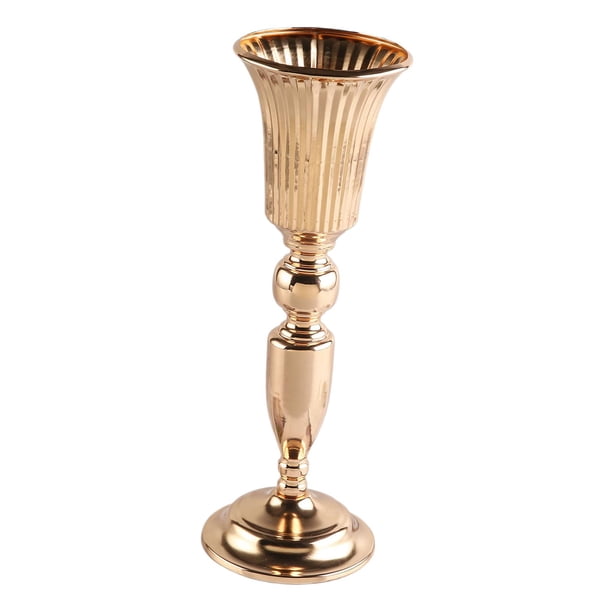 Jarrón de mesa de metal con flores secas, decoración de flores, soporte para ramo, camino de plomo para 12cmx36cm