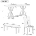 thumbnail image 4 of Dining Table Set for 6, Dining Room Set with Bench and 4 Upholstered Chairs, Wooden Dining Set, 6 Piece Farmhouse Dining Table Set, Atumon Dining Table Set Furniture for Kitchen Dining Room, Gray, 4 of 10