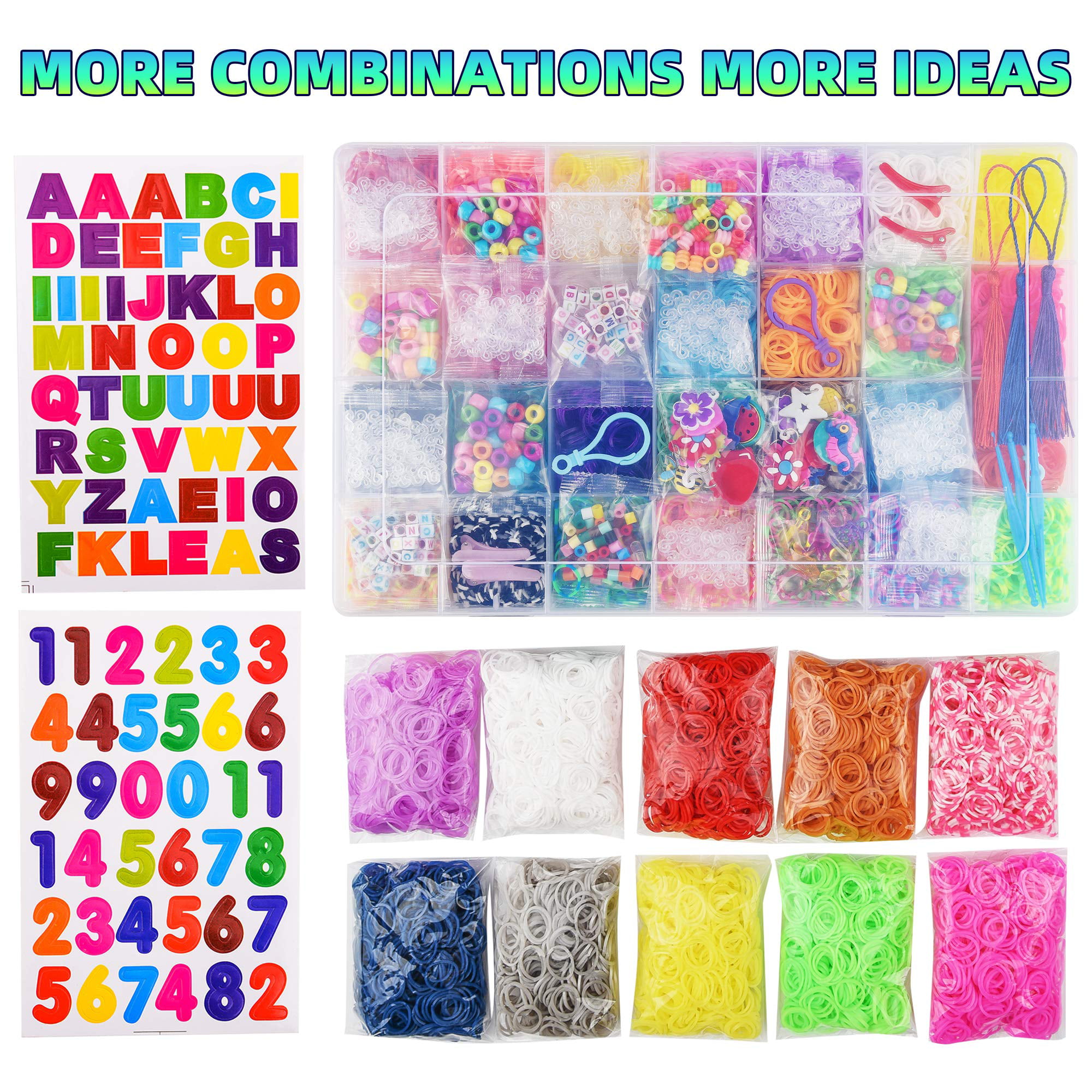 Bluedot Trading 6000 Piece Multi-Color Rubber Band Loom Band Set and 250  Clear S-Clips for Kids DIY Arts and Crafts, Rainbow Friendship Bracelet