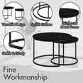 thumbnail image 4 of Nesting Coffee Table Set of 2, 27'' Round Coffee Table,Wood Marble Pattern Top with Metal Frame,End Table Side Tables for Living Room,Bedroom,Balcony,Yard, 4 of 7