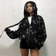 thumbnail image 4 of Sudadera con Capucha y Estampado de Estrellas con Cremallera para Mujer, Sudaderas , Conjuntos de Moda de Otoño, Ropa de Pareja de Forro Y2K. Negro XXL, 4 of 8
