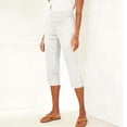 thumbnail image 5 of Yertdoel Capri Pants for Women Elastic Waist Button Split Hem Solid Color Workout Capris with Pockets Daily Cozy Casual Lightweight Capri Pants, 5 of 9