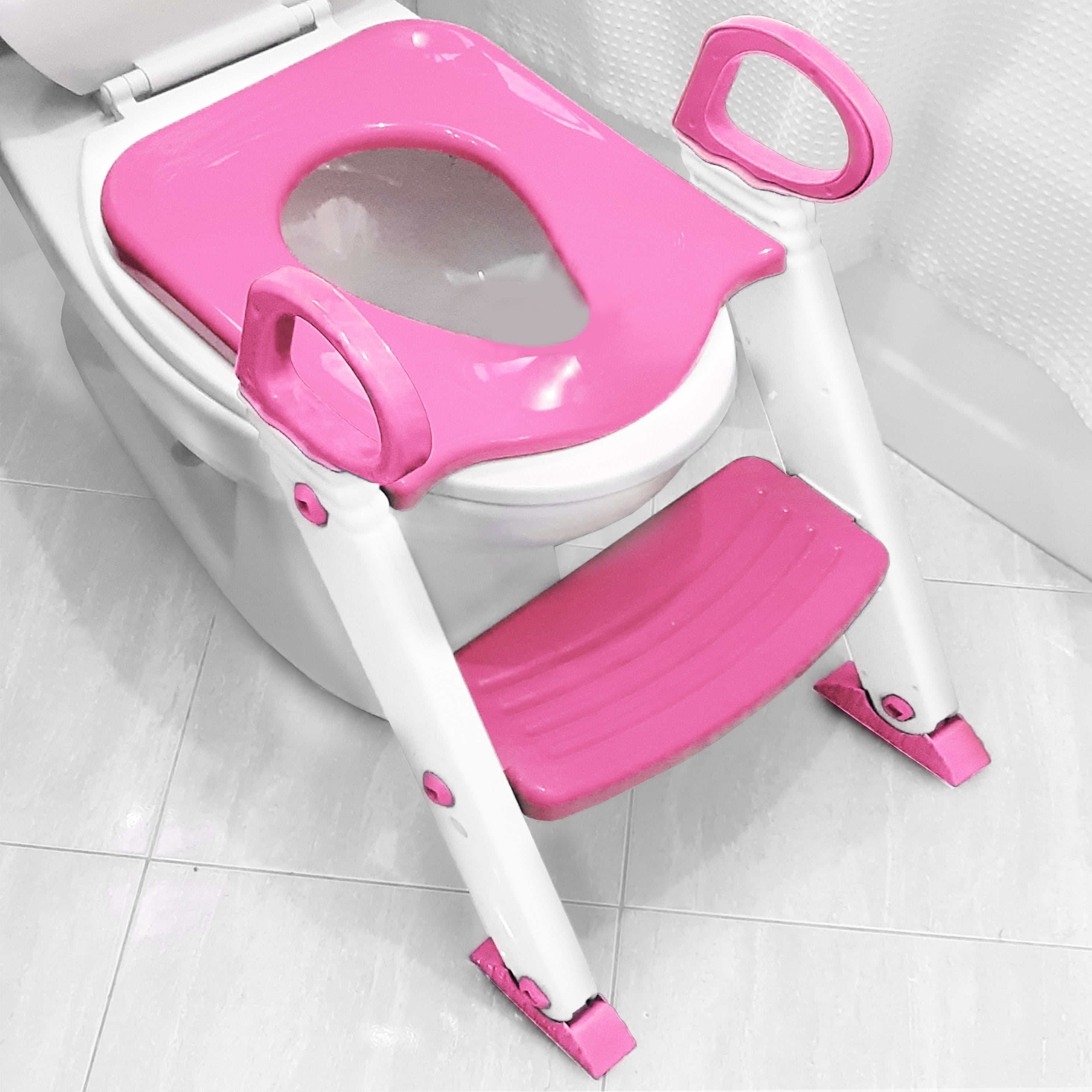Potty Trainer Toilet Chair Seat Kids Toddler Non Slip Step Stool Ladder w Handle 