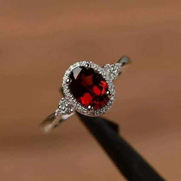 Certified Natural Red Garnet 925 Sterling Silver Handmade Ring Statemant Ring