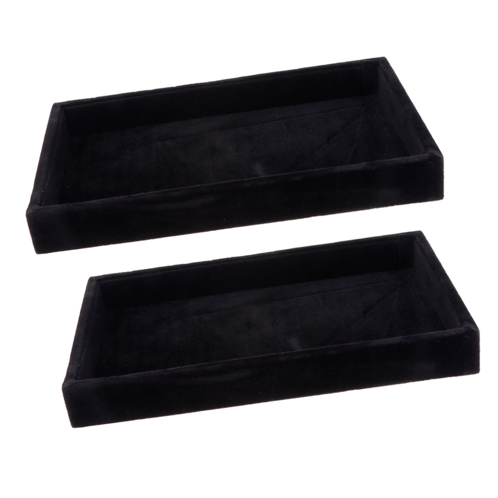 2 Pcs Necklace Bracelet Anklet Display Tray Jewelry Storage Box Case Holder