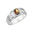 thumbnail image 4 of RYLOS Men's Rings 14K White Gold Classic 7X5MM Oval Gemstone & Diamond Ring Smoky Quartz June Birthstone Rings For Men Size 8, 4 of 7