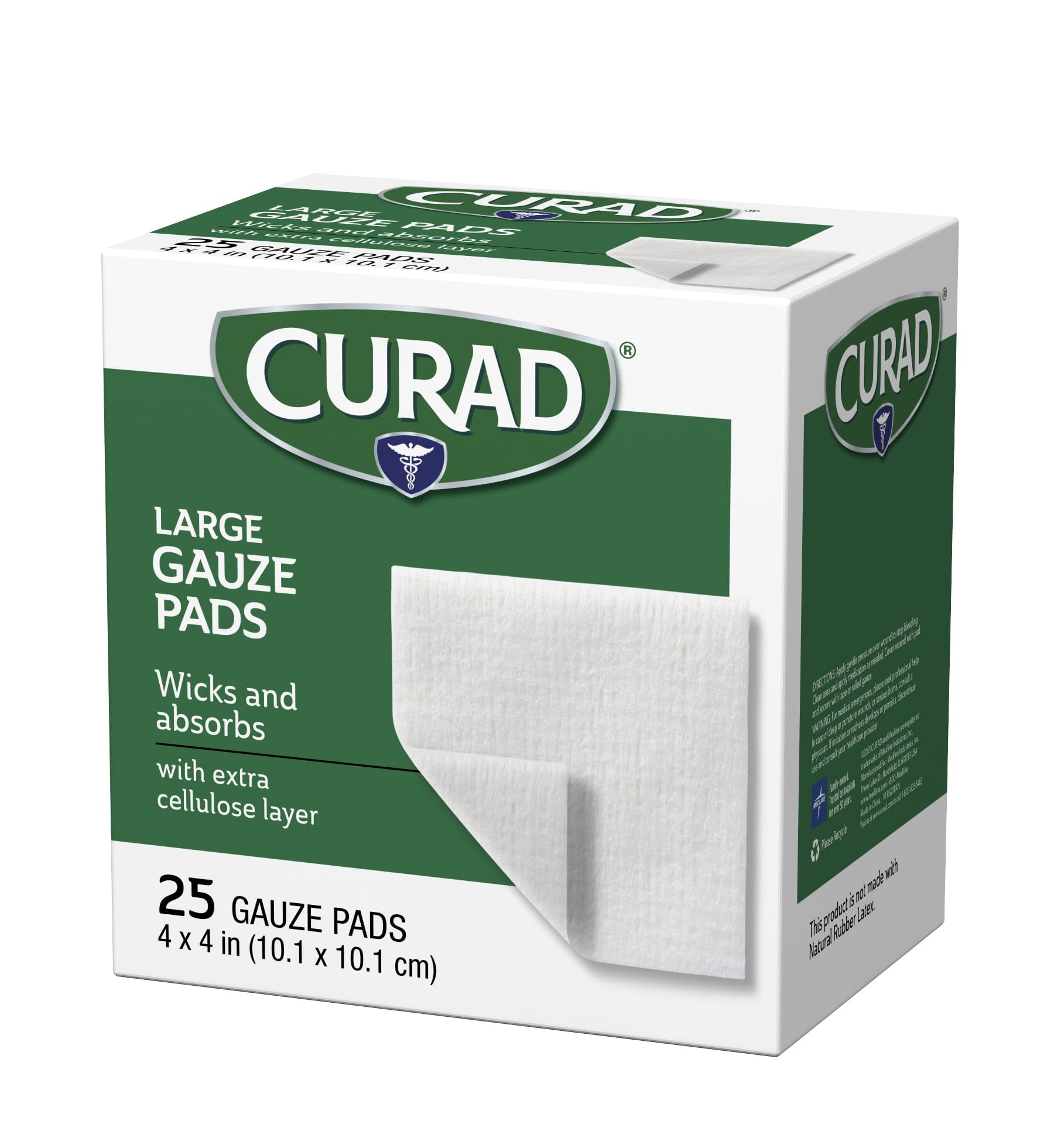 CURAD Large Gauze Pads, Soft Non-Woven for Ouchless Removal, 4