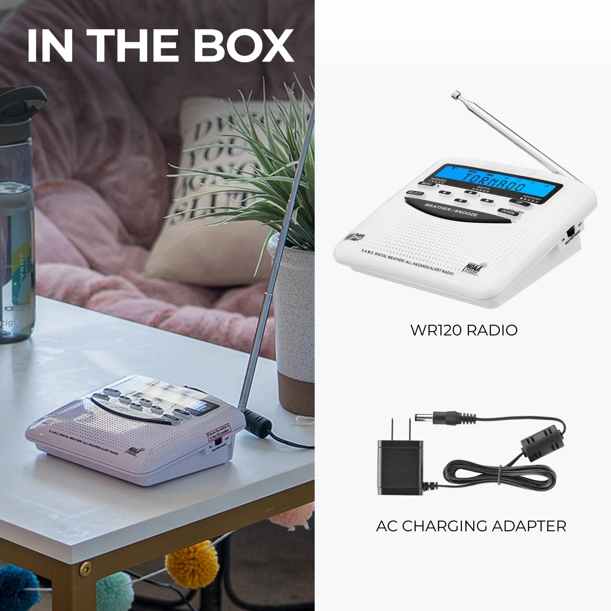 - Wr120b Noaa Emergency Weather Alert Radio Localized Programming  Trilingual Display 60+ Alerts Alarm Selectable Tone