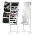 thumbnail image 1 of Lockable Jewelry Cabinet: With LED Light, Full-Length Mirror for Bedroom, Dressing Room, White, 1 of 6