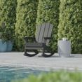 thumbnail image 6 of BizChair Adirondack Rocking Chair with Cup Holder, Weather Resistant HDPE Adirondack Rocking Chair in Gray, 6 of 11