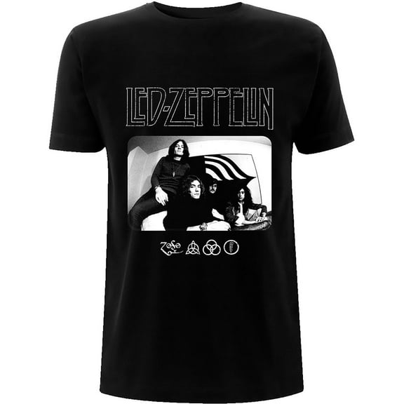 Men's Led Zeppelin Icon Logo Photo Slim Fit T-shirt Small Black