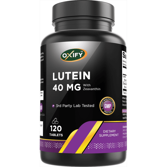 Oxify Lutein 40 mg | 120 Tablets | Gluten-Free, Non-GMO | Supplement Made in USA