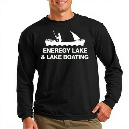 Men s Long Sleeve T-Shirt with Fishing Boat - Lake & Lake Boating