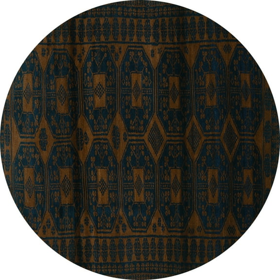 Ahgly Company Indoor Round Persian Turquoise Blue Traditional Area Rugs, 6' Round