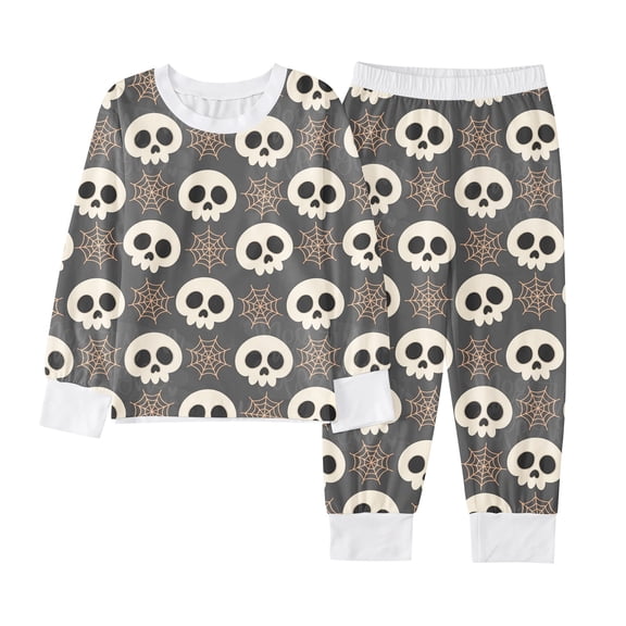 AWZXDE Halloween Pajamas Outfits Set Halloween Kids Pajama Set Boys Girls Soft Comfortable Long Sleeve Top Pants Two Piece Outfit For Children Toddler Party Nightwear Black,8-9