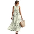 thumbnail image 2 of Xixirimido Green Leaf Line Print Women Maxi Dresses Casual Summer Dresses Tank Long Flowy Sleeveless Sundresses with Pockets Beach Vacation Outfits, X-Large, 2 of 7