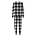 thumbnail image 2 of Family Pajamas Matching Sets Christmas Pjs Set Solid Color Long Sleeve Shirt and Pant Loungewear Sleepwear (Mom:XL, Black-Plaid), 2 of 5
