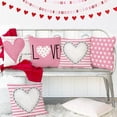 thumbnail image 5 of Valentines Day Pillow Covers 18X18 inch Set of 4 for Valentines Decor Pink White Stripes Dots Love Heart Valentines Day Throw Pillows Decorative Cushion Cases Valentine Decorations, 5 of 6