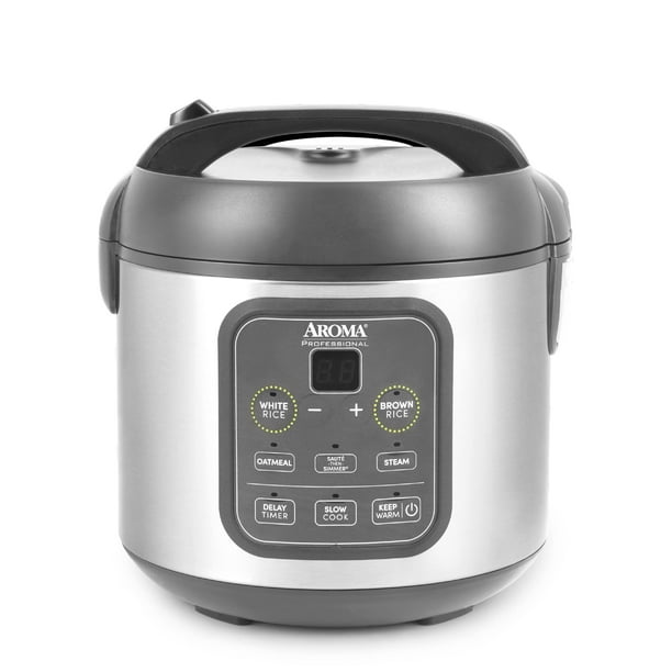 AROMA ARC-994SG - Arrocera digital profesional, multicocina, 4 tazas (sin cocinar) / 8 tazas (cocida), vaporizador, olla de grano, 2 cuartos de galón, exterior de acero inoxidable, ARC-994SG