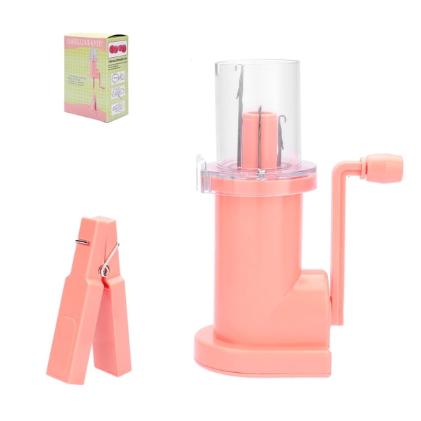 Yuarrent Mini máquina de tejer con manivela, construcción de acero inoxidable ABS, tensión de hilo estable, carro de tejer con manivela Artesanía rosa