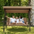 thumbnail image 5 of Homrest Outdoor Porch Swing with Adjustable Canopy, Steel Frame, and Brown Cushions, 5 of 10