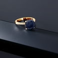 thumbnail image 4 of Gem Stone King 4.72 Ct Cushion Blue Sapphire 18K Yellow Gold Plated Silver Ring, 4 of 5