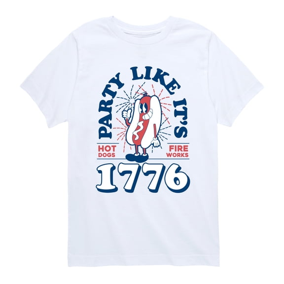 Instant Message - Hotdog and Fireworks Short Sleeve Graphic T-Shirt
