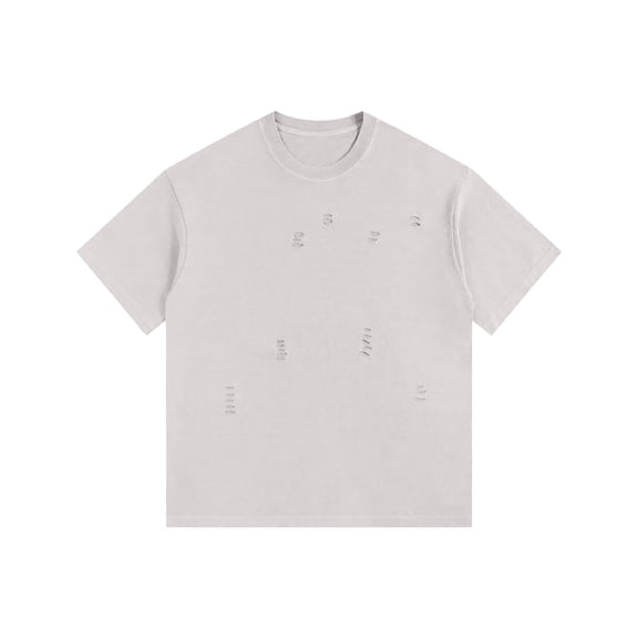 Big & Tall Ripped T Shirts for Men Plus Size S-5X Short Sleeve Tees Tops Mens Casual Solid Color Pullover Crewneck Hollow-Out Streetwear Tshirts Shirt