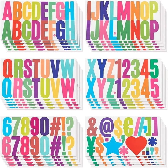 EIGTHTAIL 24Sheets 400pcs Large Letter & Number Stickers 2.5 Inch Self Adhesive Letters Stickers Big Font Stickers