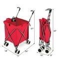 thumbnail image 3 of Costway Folding Shopping Cart Utility with Water-Resistant Removable Canvas Bag Red, 3 of 10